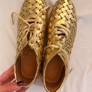 JW PEI Gold Woven Flats